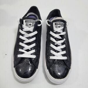 Converse All Stars Black Shiny Patent Leather Sneakers Shoes Size 5   82224-2698